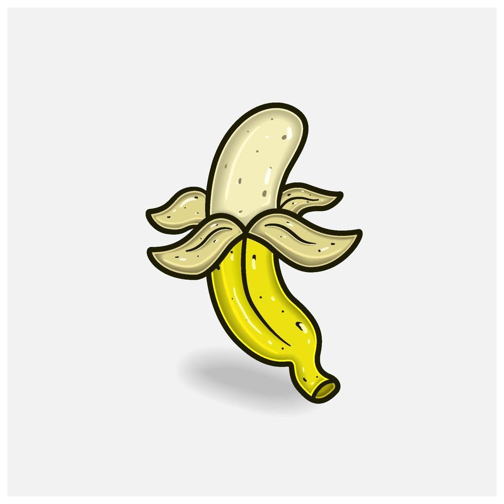 plátano Fruta dibujos animados con sencillo degradado y detalles. vector