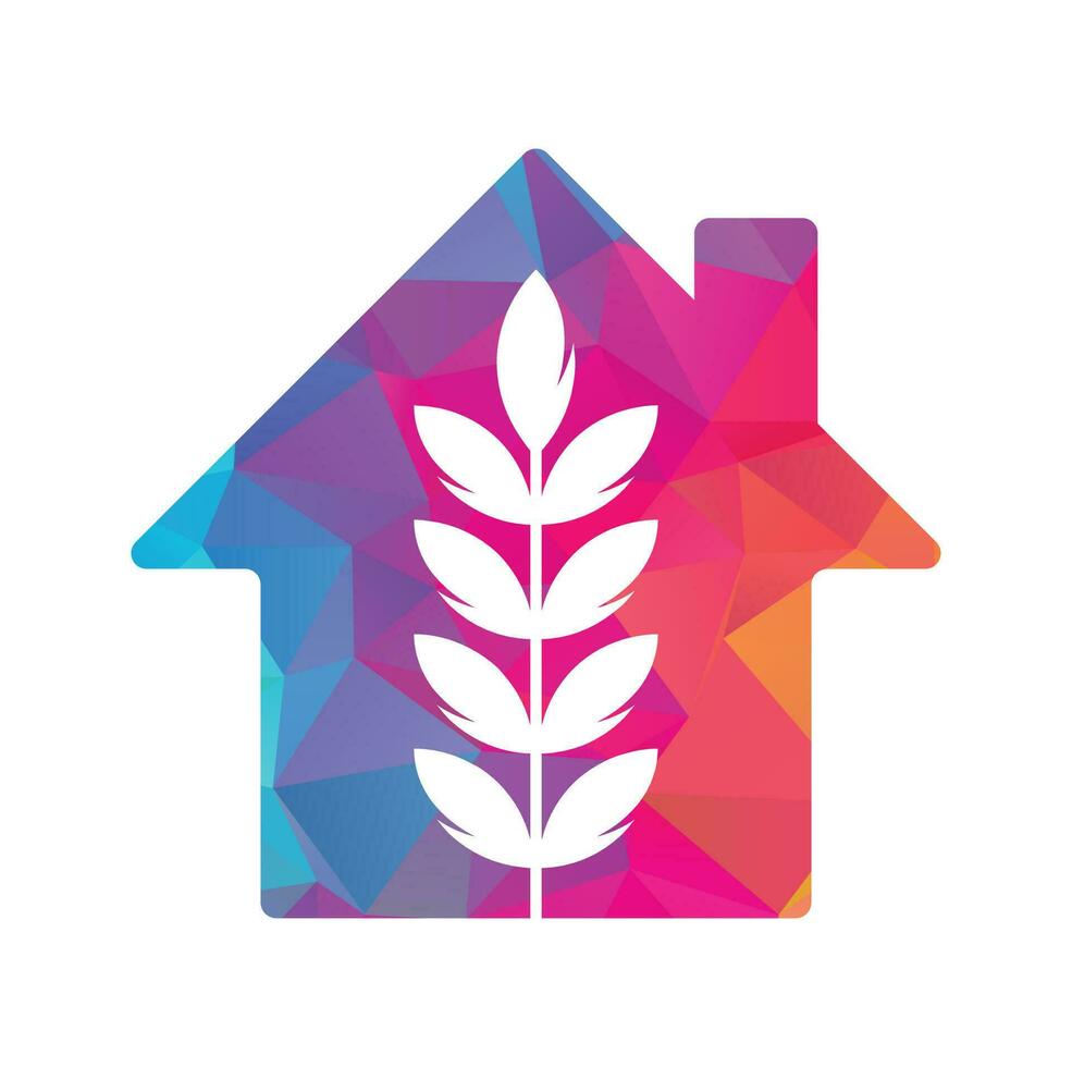 wheat grain home shape vector logo design.