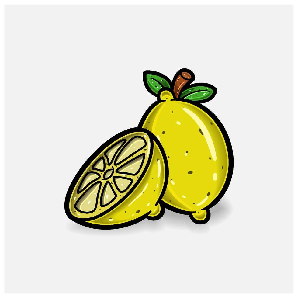 limón Fruta dibujos animados con sencillo degradado y detalles. vector