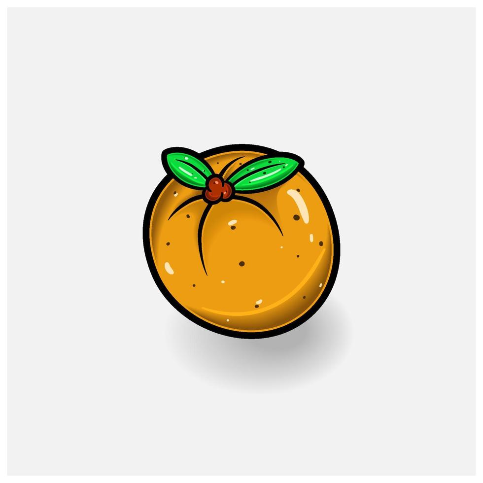 Orange Fruit Cartoon With Simple Gradient and Details. vector