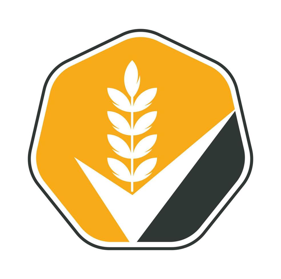 Wheat Grain Check Logo. Grain Wheat Logo Concept sign icon symbol Design. vector