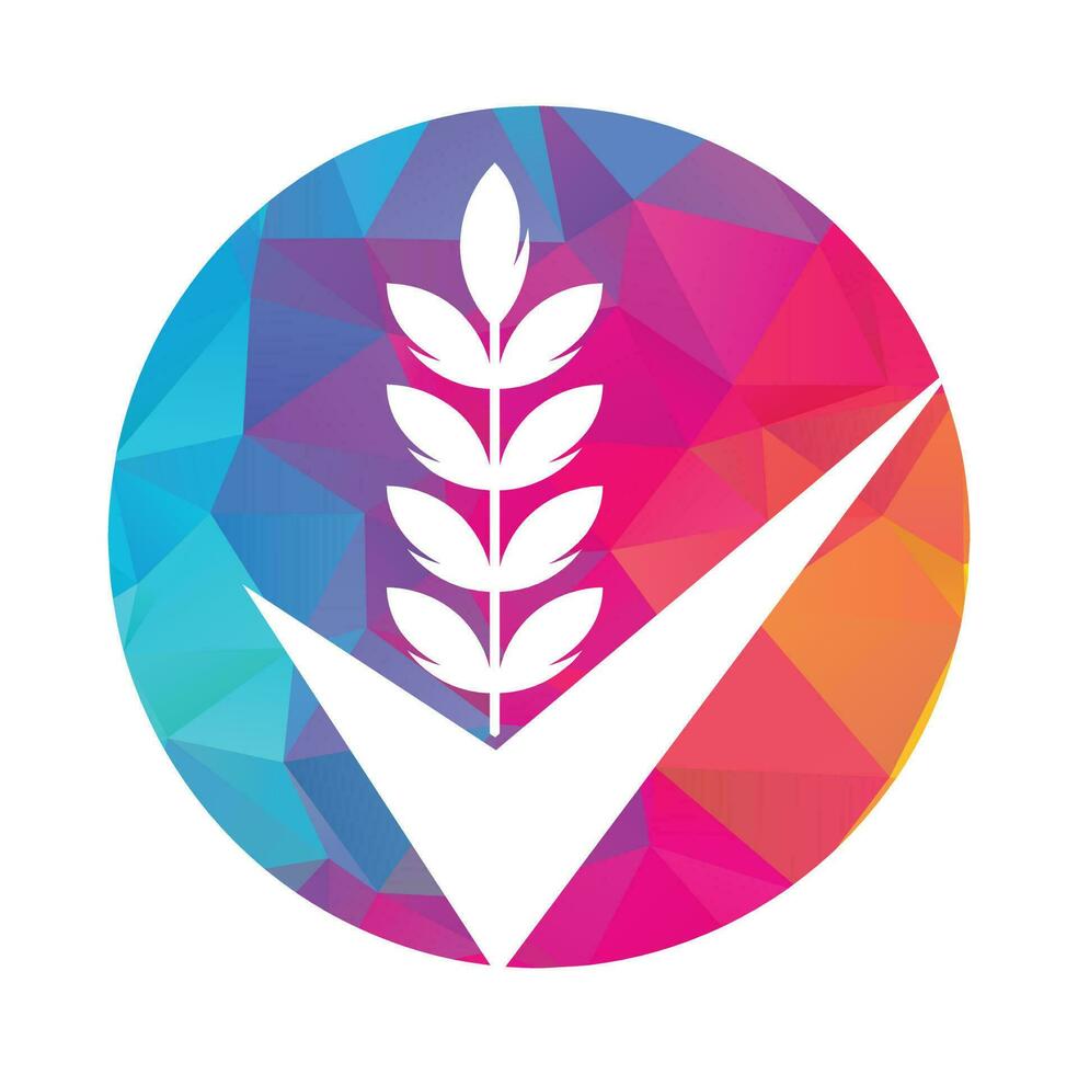 Wheat Grain Check Logo. Grain Wheat Logo Concept sign icon symbol Design. vector