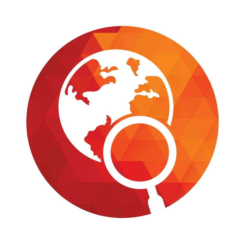 Globe search logo vector icon. world and loupe logo combination.