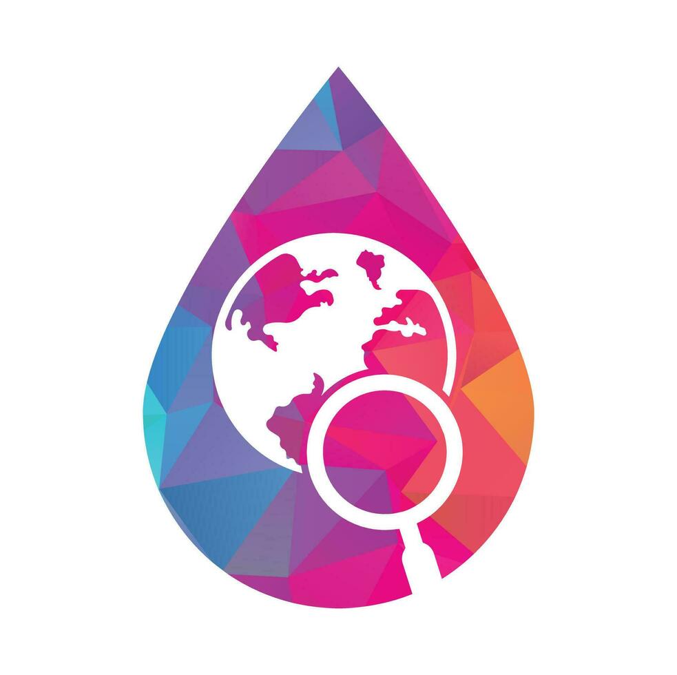 Globe search logo vector icon. world and loupe logo combination.