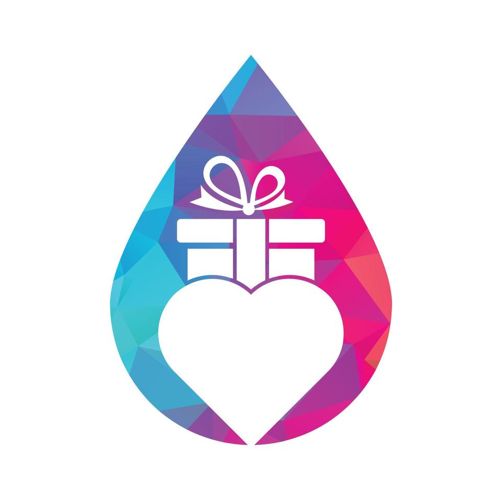 amor regalo soltar forma concepto logo vector símbolo icono diseño. corazón regalo logo vector icono.