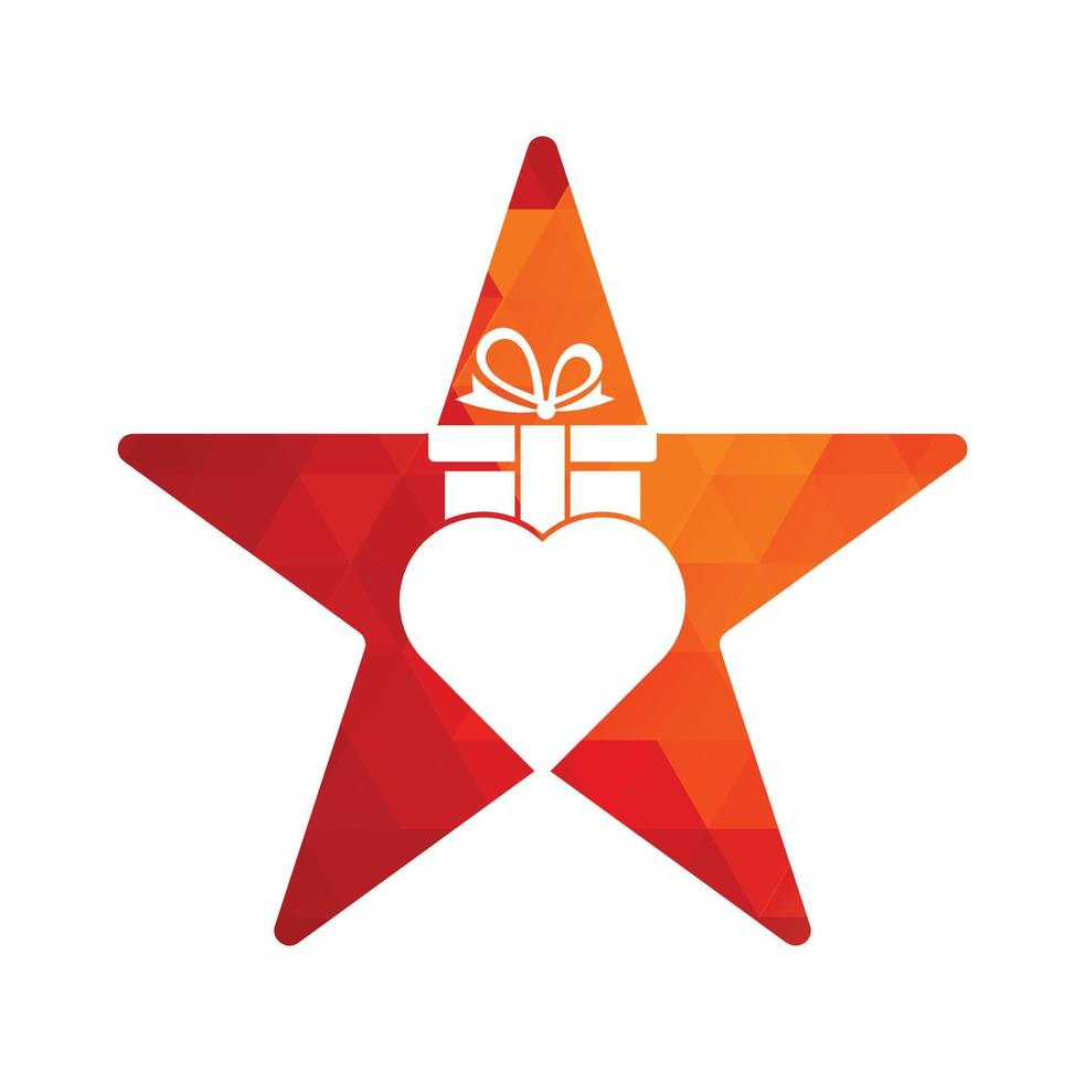 amor regalo estrella forma concepto logo vector símbolo icono diseño. corazón regalo logo vector icono.