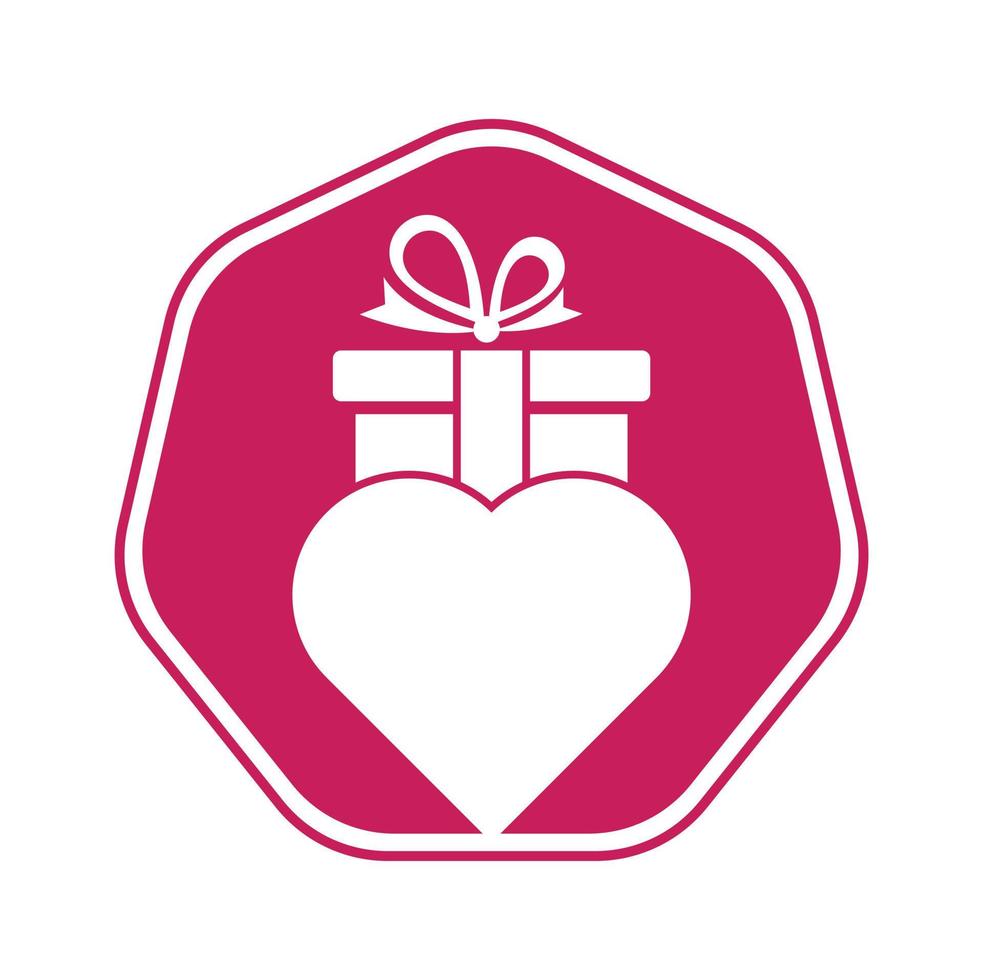 amor regalo logo vector símbolo icono diseño. corazón regalo logo vector icono.