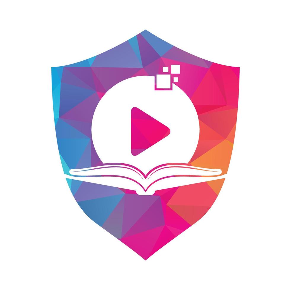 Book media logo design icon template. Book play logo symbol design illustration. vector