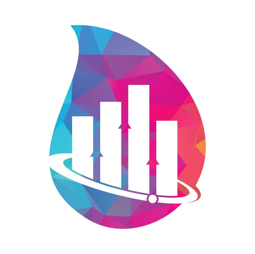 Planet Stats vector logo design template. World finance and drop shape logo design concept.