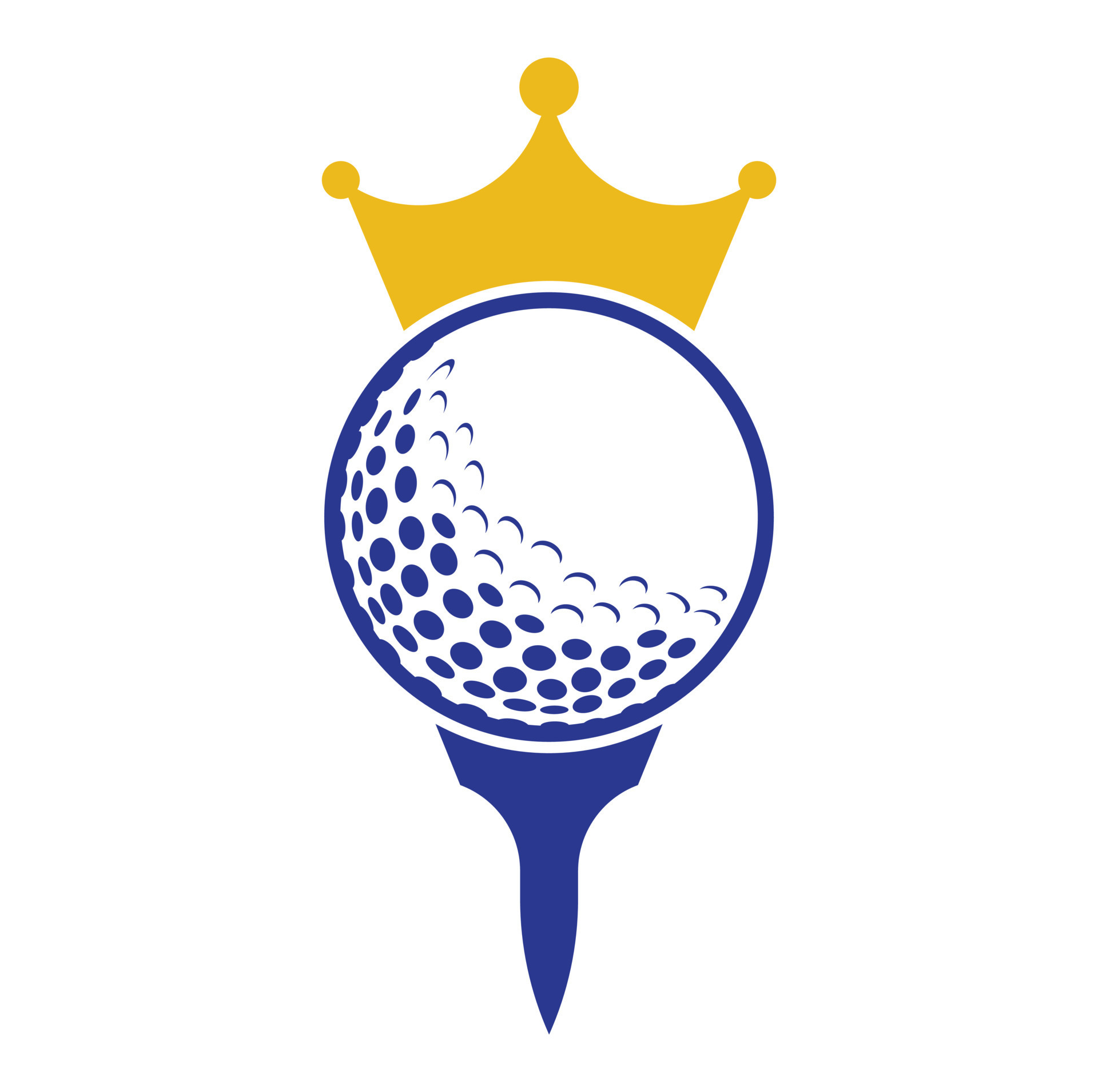 King golf vector logo design. Golf ball with crown vector icon