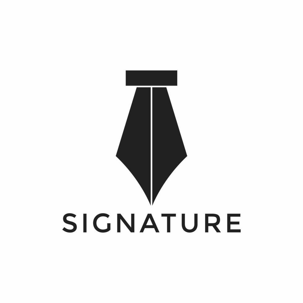 Vintage Classic Fountain Pen, Signature, Write modern Logo Design vector