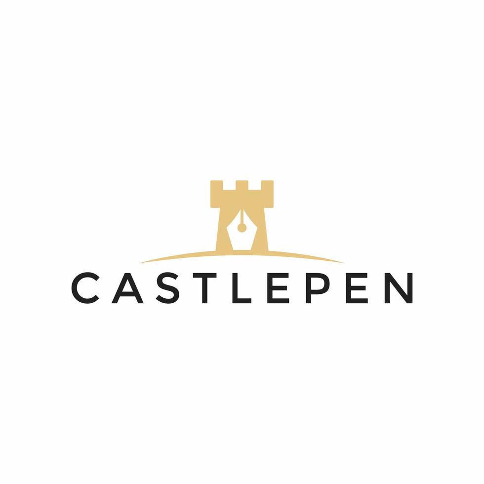 castillo y fuente bolígrafo icono en blanco antecedentes. vector logo diseño.