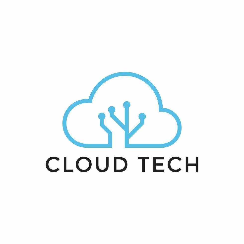 Cloud technology logo or icon set. Cloud symbol with circuit pattern. IT and computers, internet and connectivity vector illustration