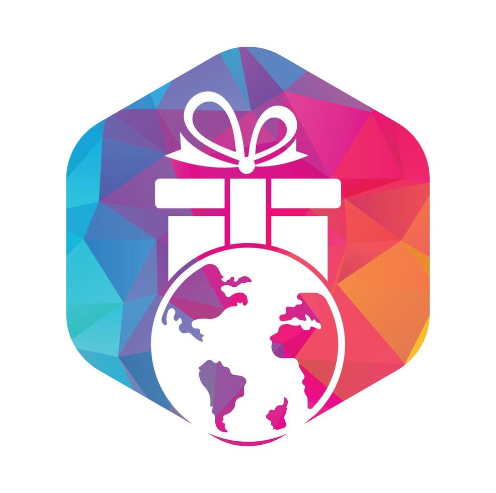 Global gift logo design template vector. Gift world logo icon template. vector