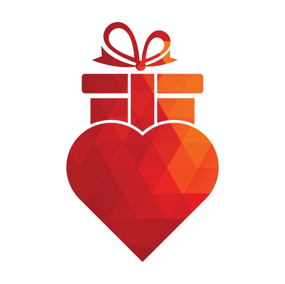 amor regalo logo vector símbolo icono diseño. corazón regalo logo vector icono.