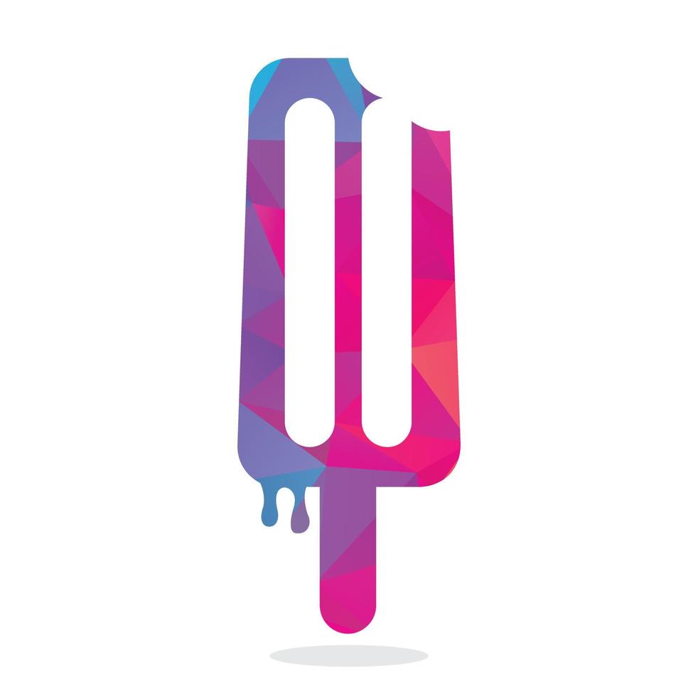 Ice cream stick logo template. Ice Cream Stick Vector Icon Illustration. Sweet Food Icon Concept.