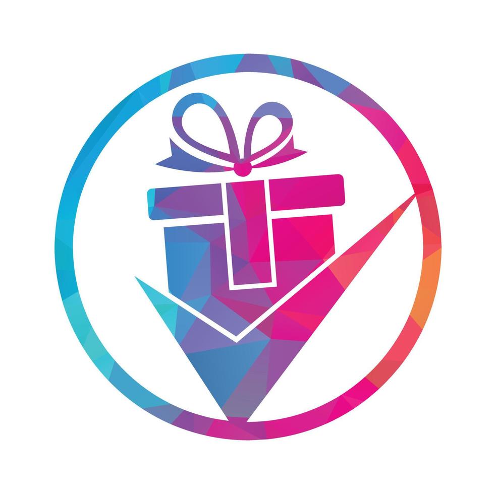 Check Gift Logo Icon Design. Check gift box logo design icon template vector. vector