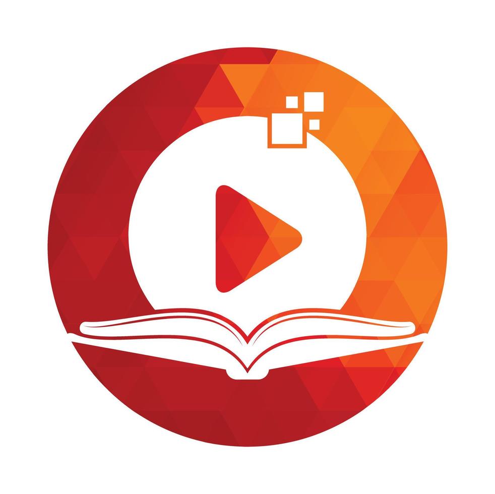 Book media logo design icon template. Book play logo symbol design illustration. vector