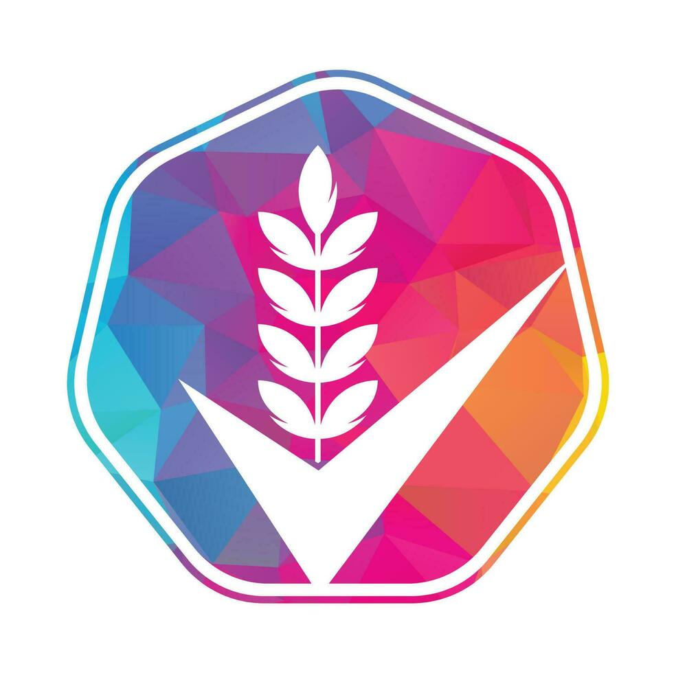 Wheat Grain Check Logo. Grain Wheat Logo Concept sign icon symbol Design. vector