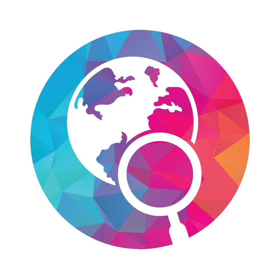 Globe search logo vector icon. world and loupe logo combination.