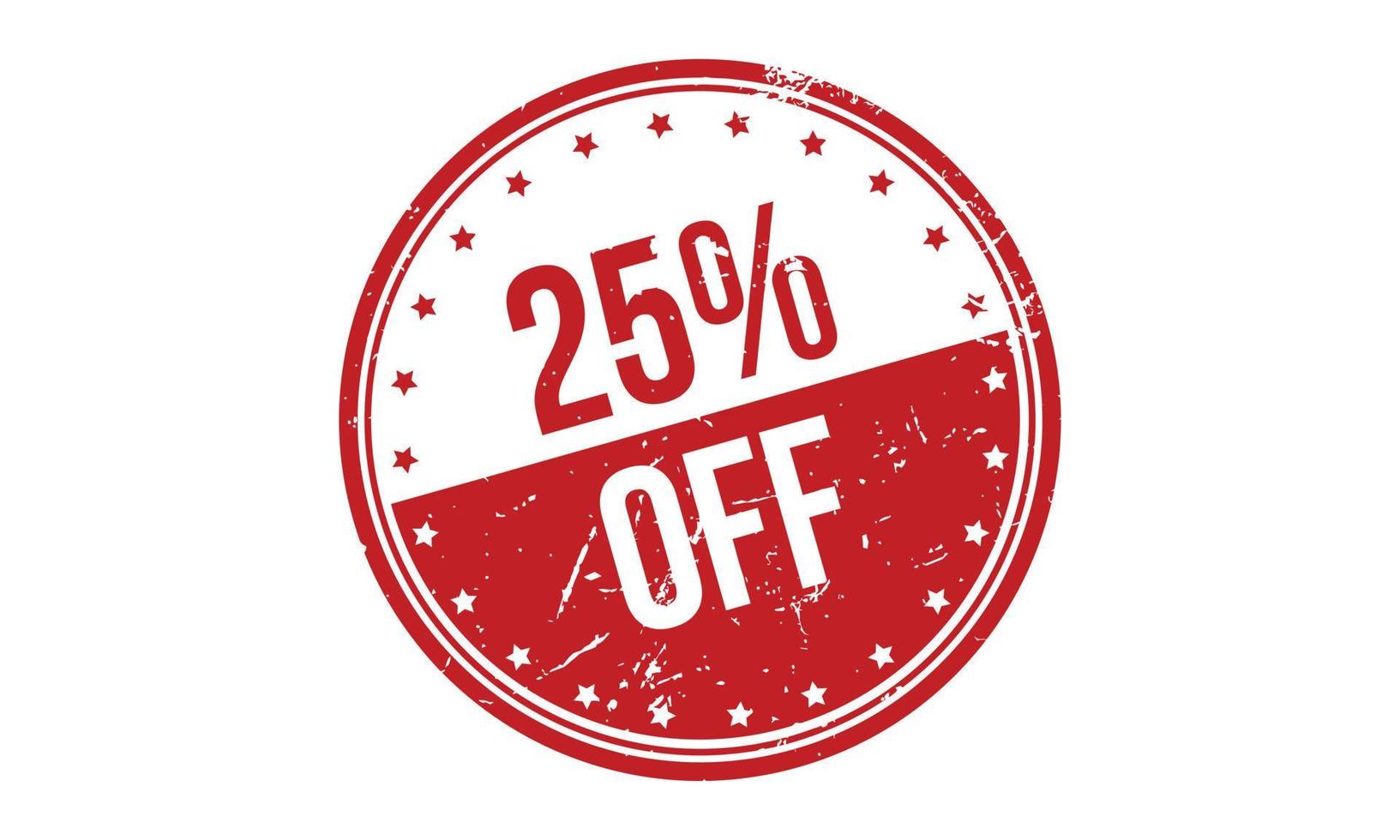 25 Percent Off Rubber Stamp. Red 25 Percent Off Rubber Grunge Stamp Seal Vector Illustration