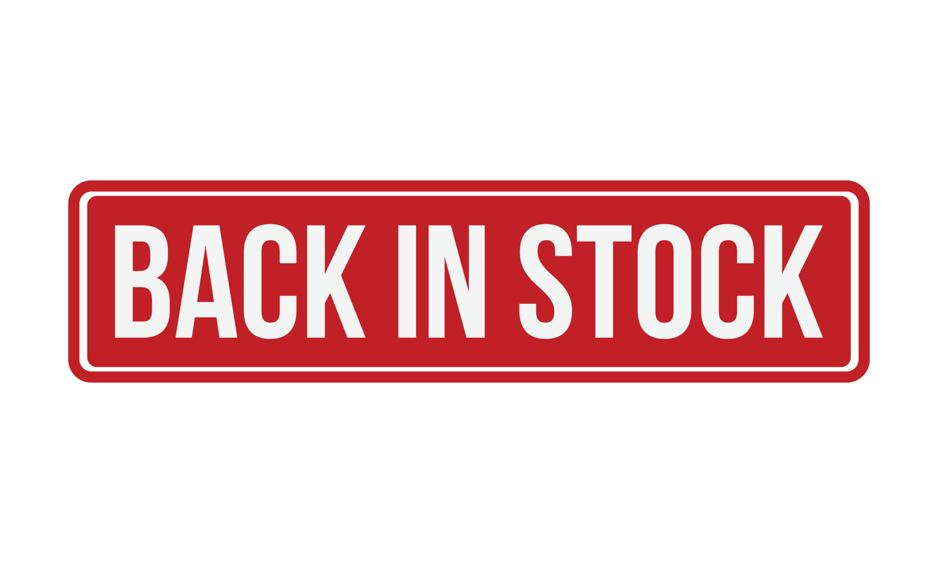 Back in stock Rubber Stamp. Red Back in stock Rubber Grunge Stamp Seal