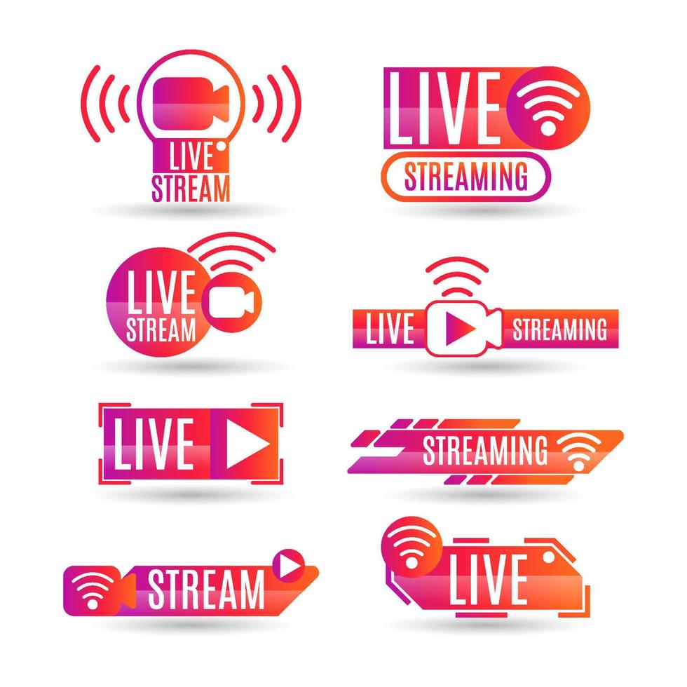 General Live Stream Label Set vector