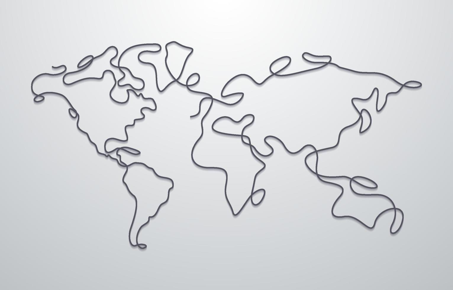One Stroke Art World Map vector
