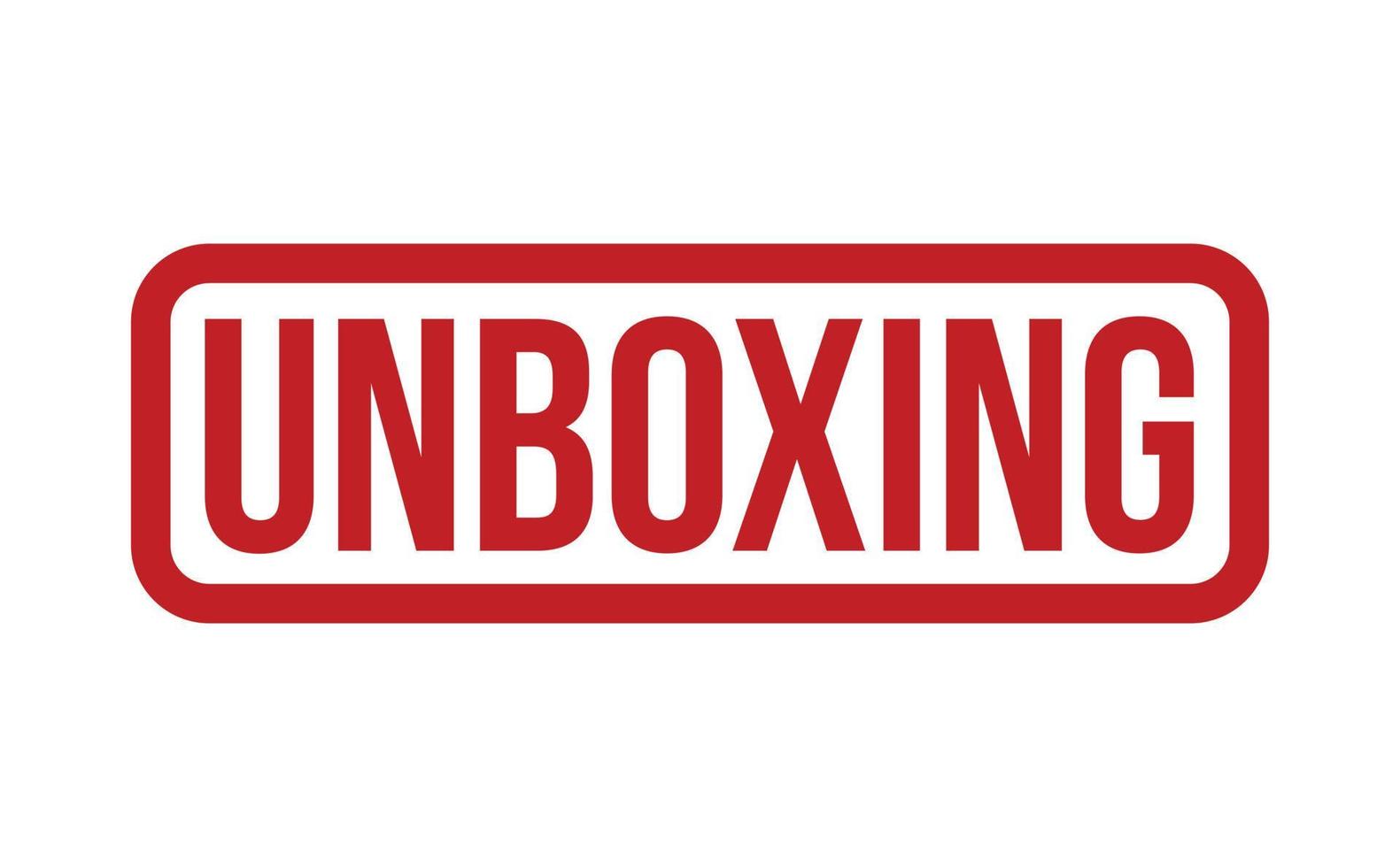 Unboxing Rubber Stamp. Red Unboxing Rubber Grunge Stamp Seal Vector Illustration - Vector