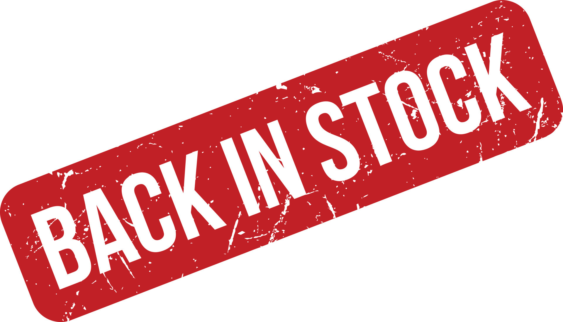 Back in stock Rubber Stamp. Red Back in stock Rubber Grunge Stamp Seal