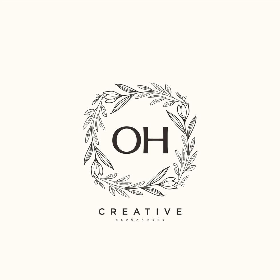 OH Beauty vector initial logo art, handwriting logo of initial signature, wedding, fashion, jewerly, boutique, floral and botanical with creative template for any company or business.