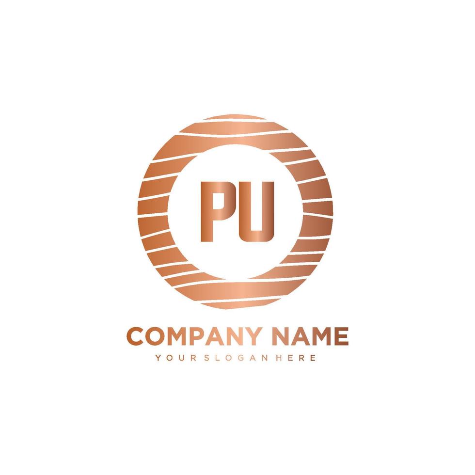 PU Initial Letter circle wood logo template vector