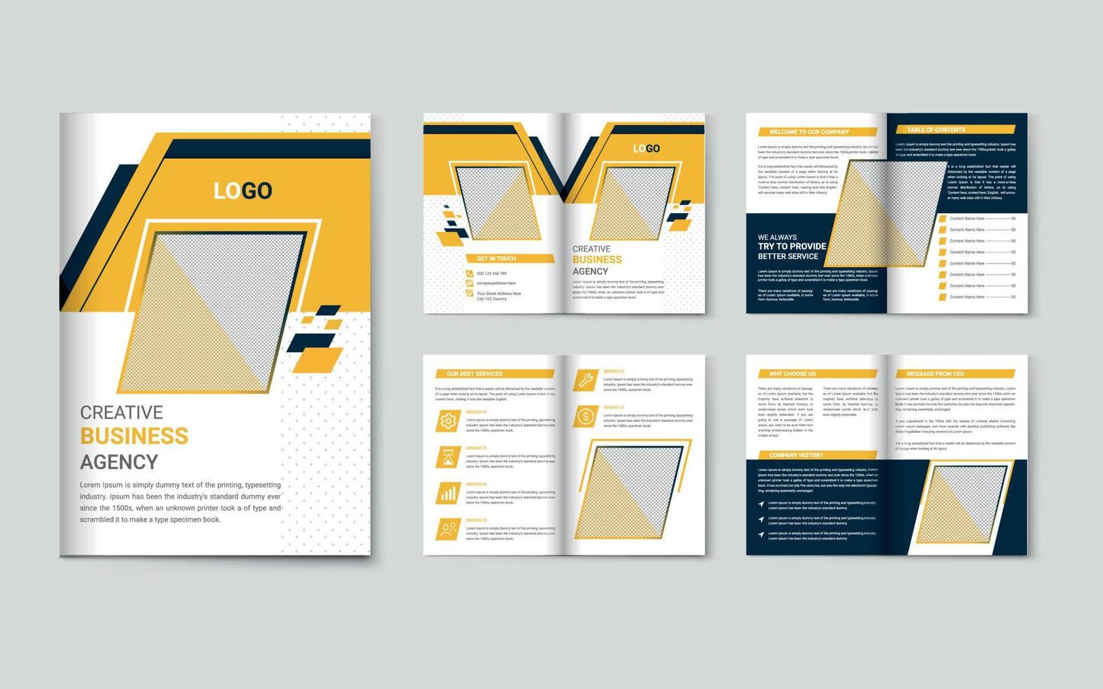 Creative business 08 pages bifold brochure design vector