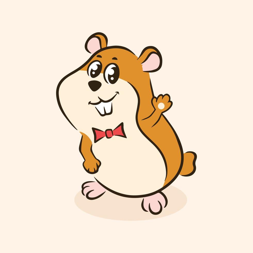 Free cute hamster cartoon character. Happy hamster vector illustration