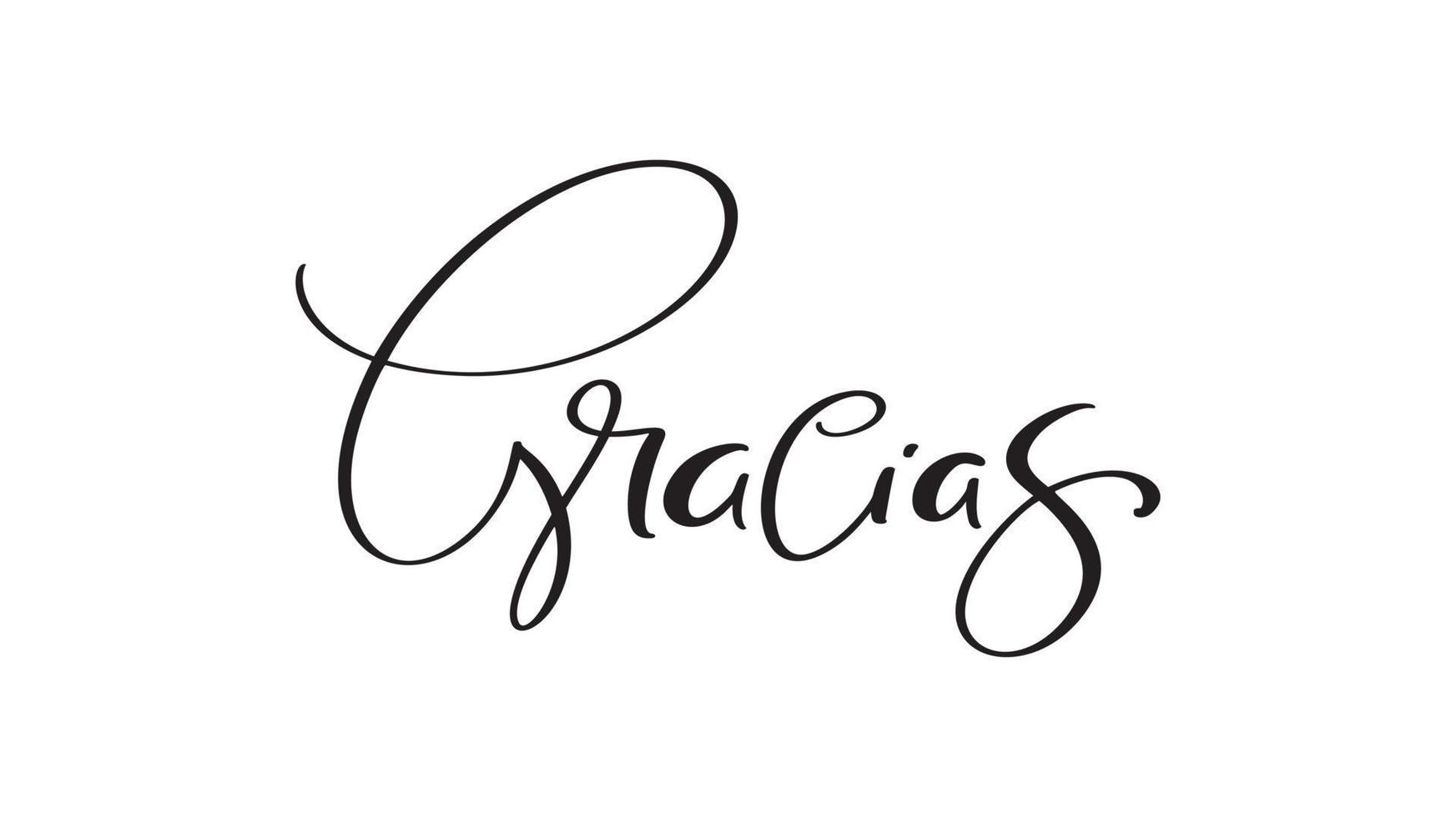 gracias texto de letras vectoriales en español gracias. frase dibujada a mano. caligrafía de pincel moderna manuscrita para invitación y tarjeta de felicitación, camiseta, estampados y carteles vector