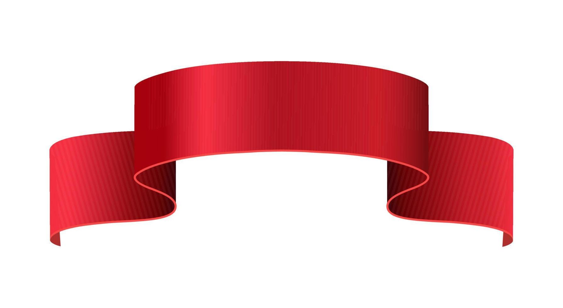 Red silk ribbon banners. 3d curved and spiral glossy ribbons for congr By  Tartila