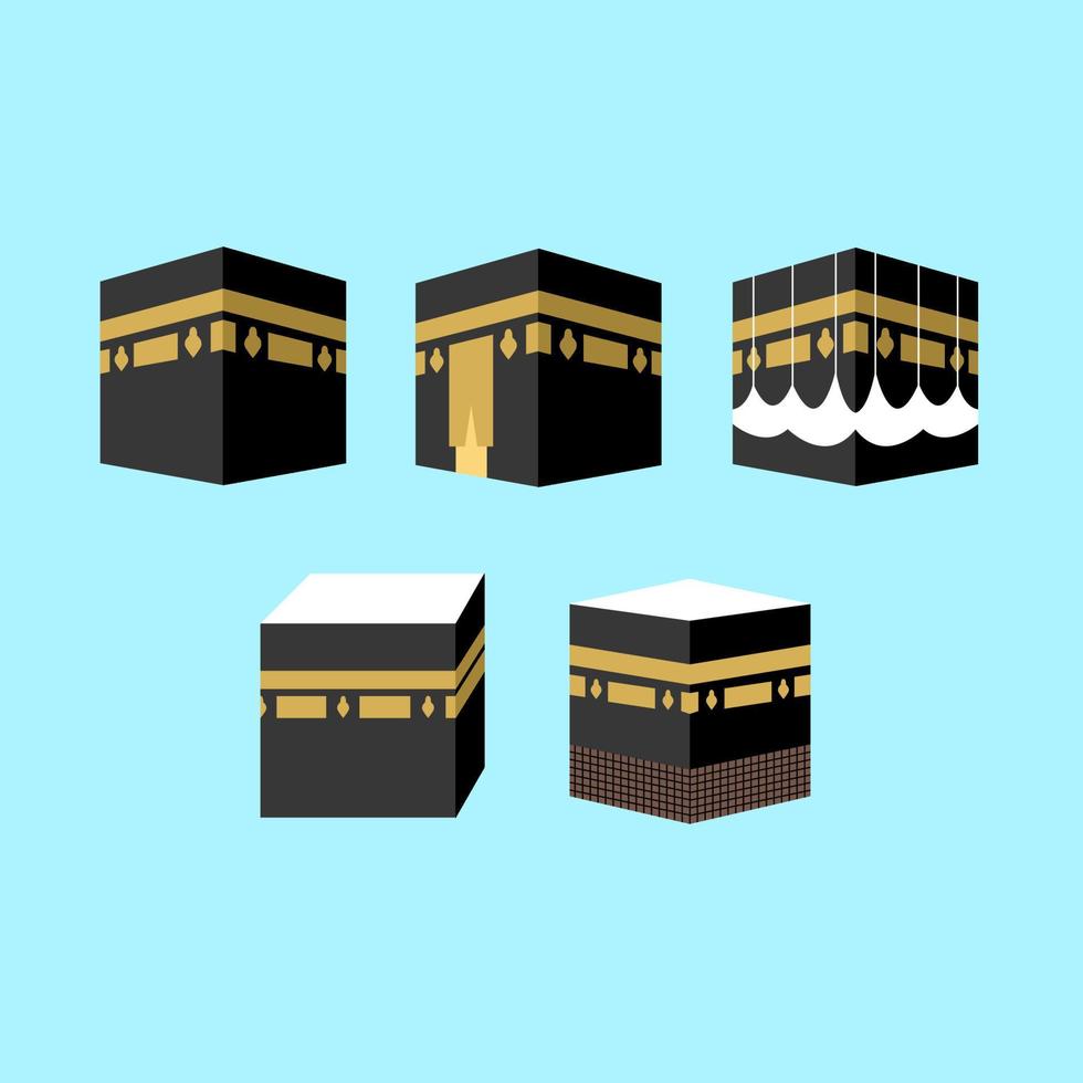 Set Of Kaaba In Mecca Flat Illustration vector