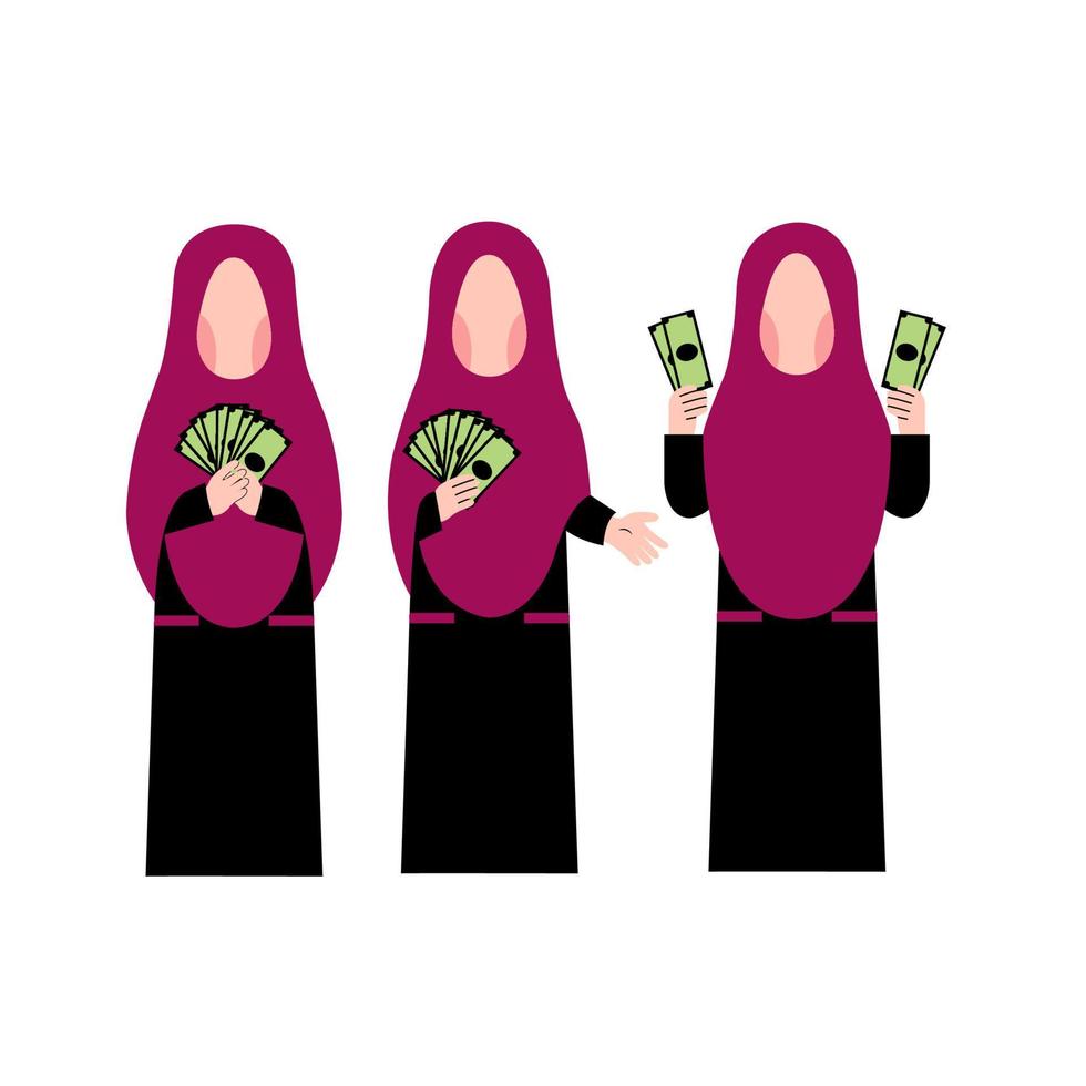 conjunto de hijab mujer participación dinero vector