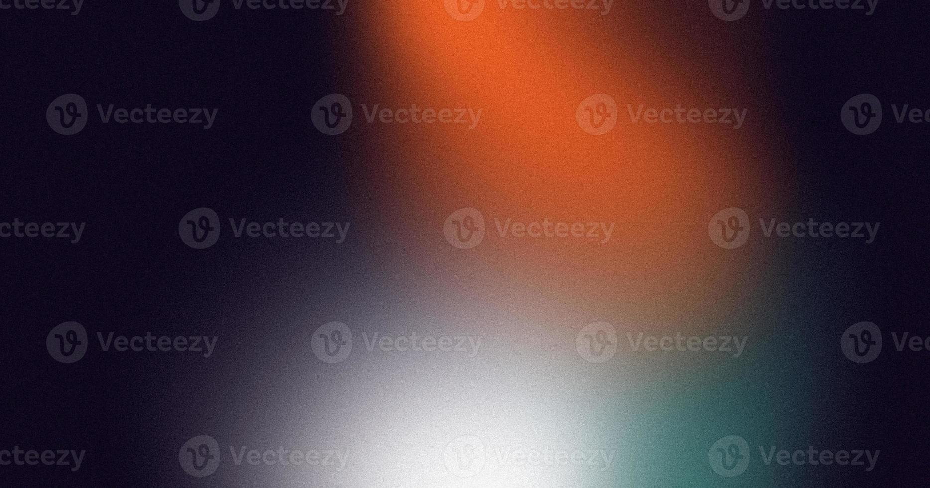 Orange white green illuminated spots on black, grainy gradient background, color noise texture effect, copy space photo