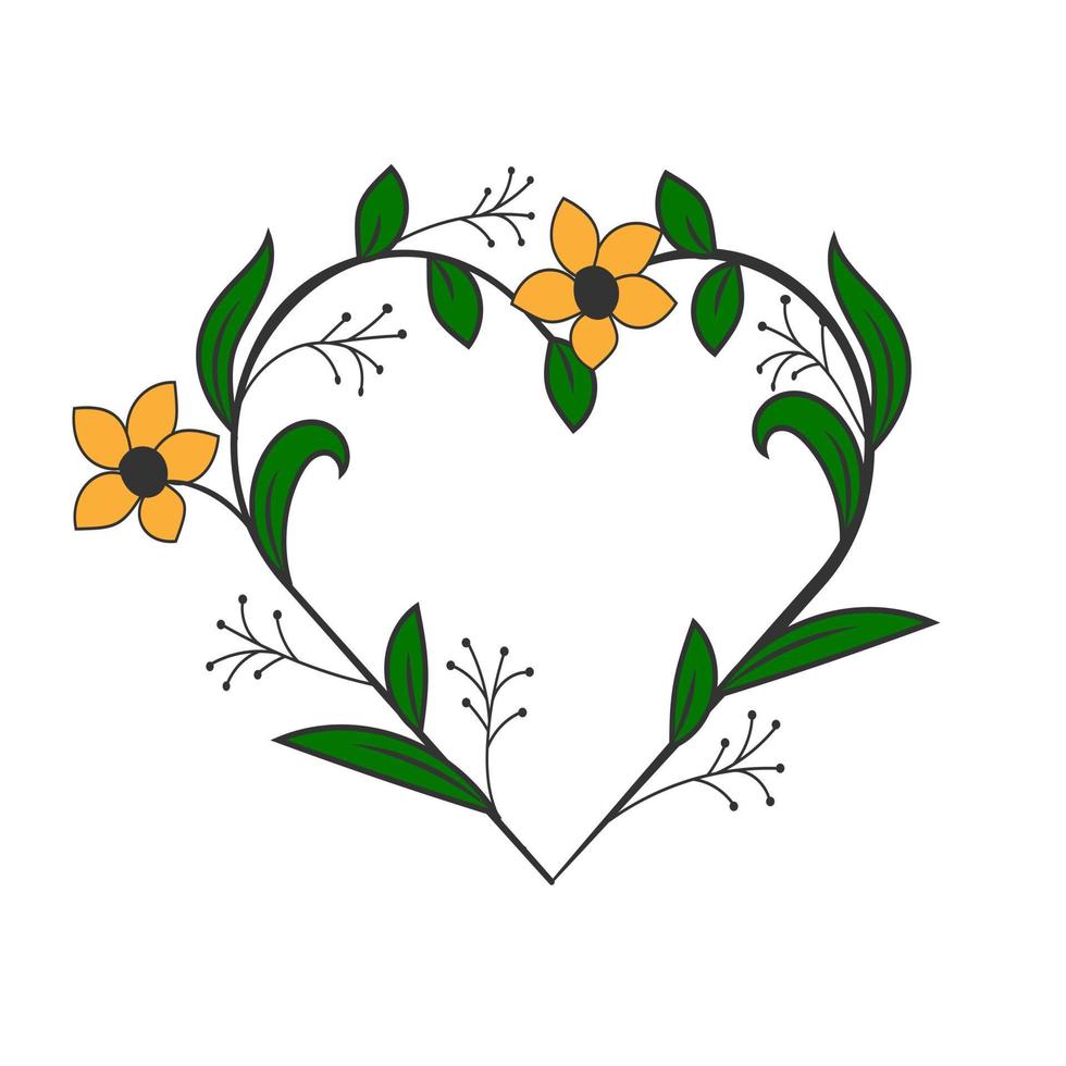 floral corazón marco. decorativo marco diseño con flores y hojas. - vector. vector