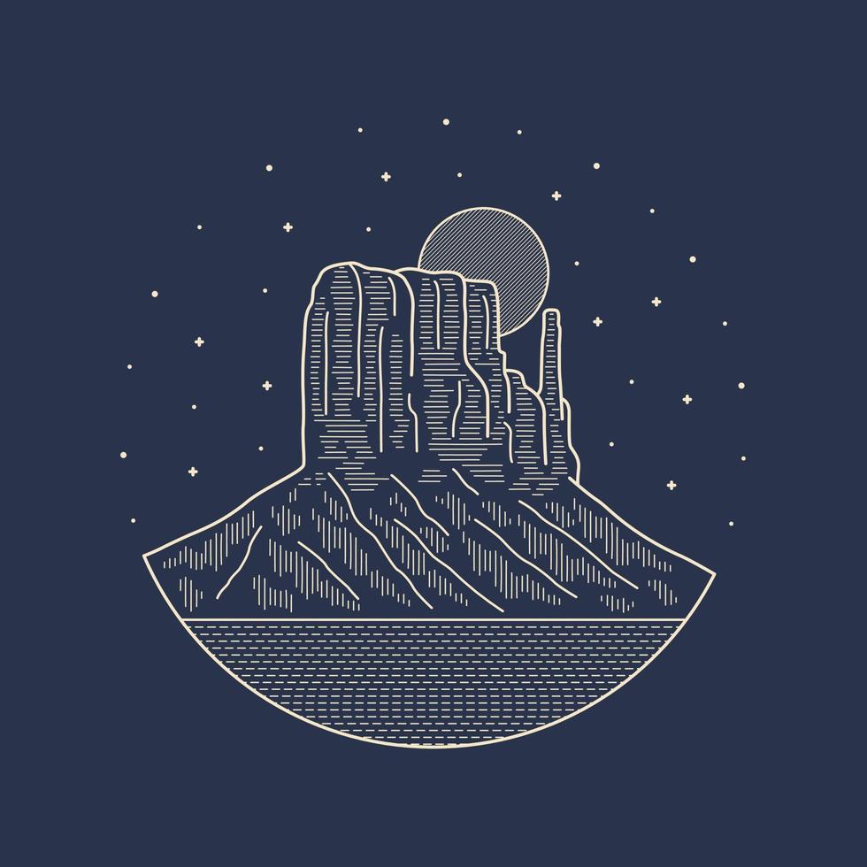 mono line Monument Valley Arizona desert vector for patch, pin, graphic, art t-shirt design