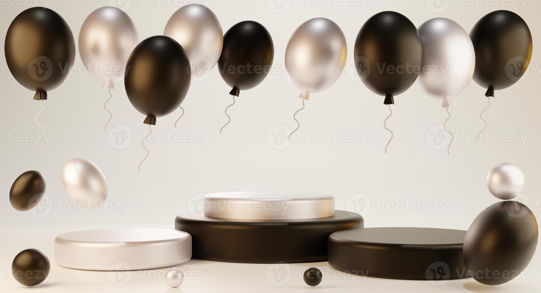 abstract black luxury gold and metallic podium pedestal presentation minimal 3D rendering. photo