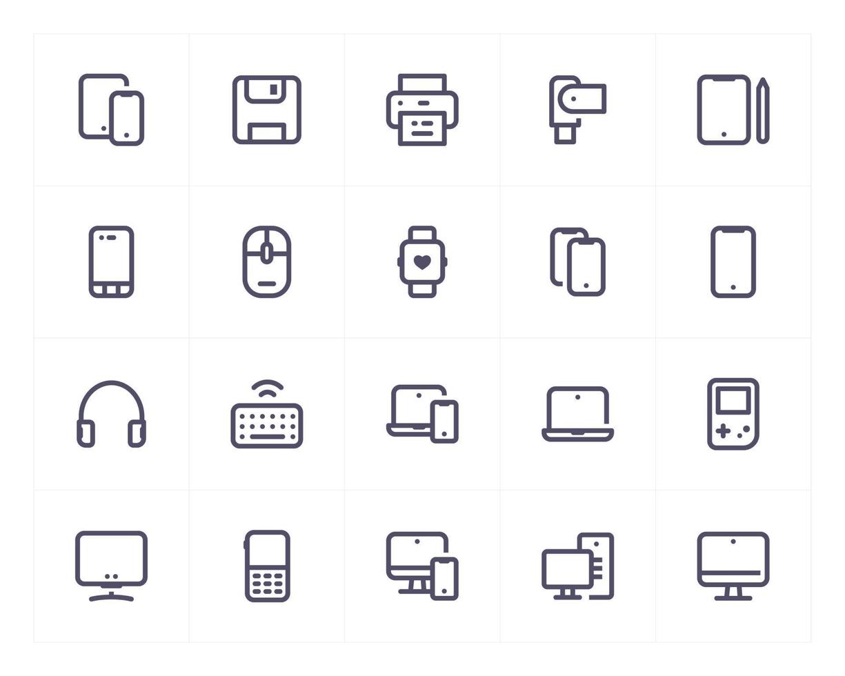 Device and computer line icon set. vector