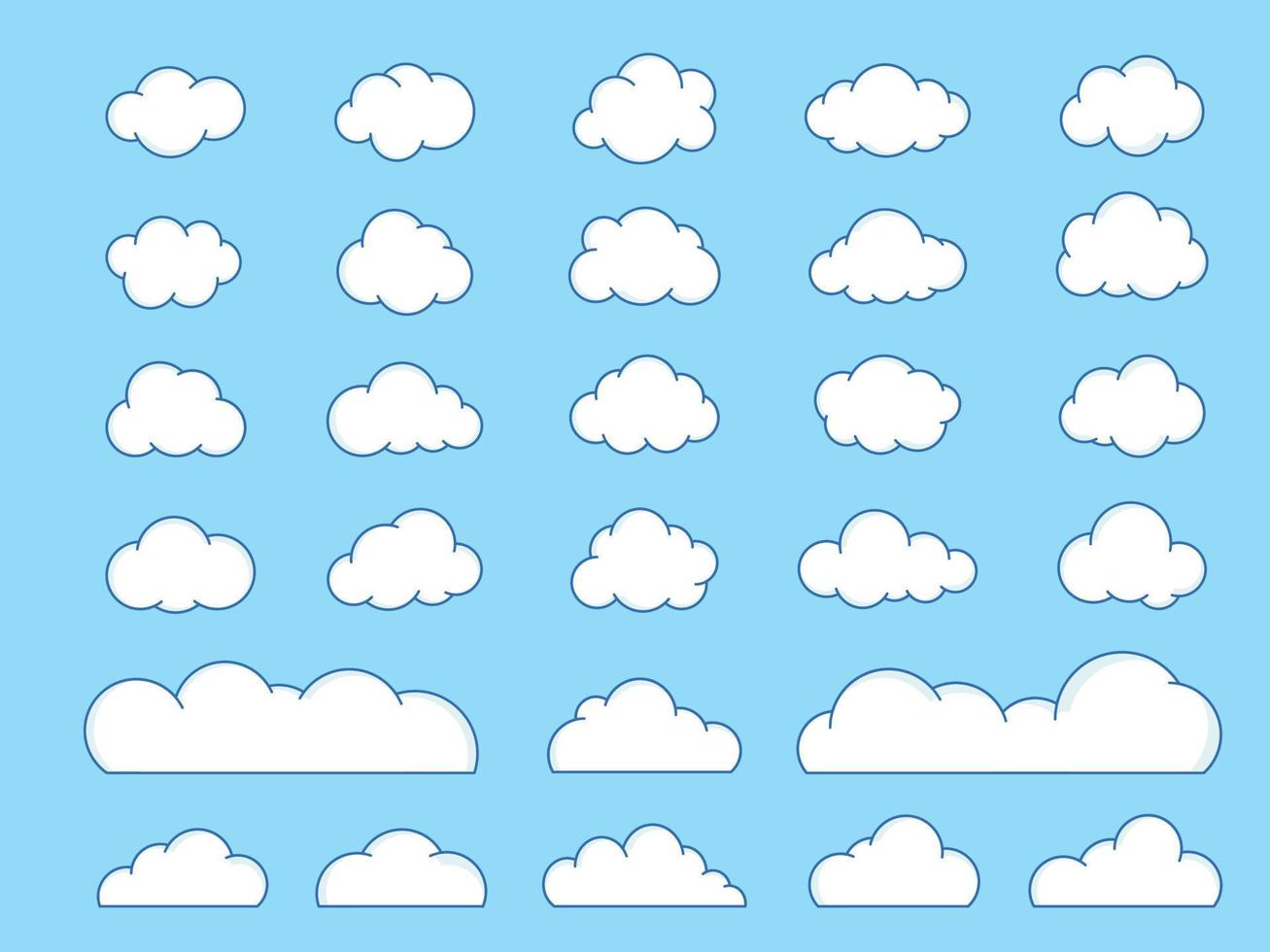 dibujos animados nubes forma libre y muchos forma nubes son Perfecto para tu decoración vector