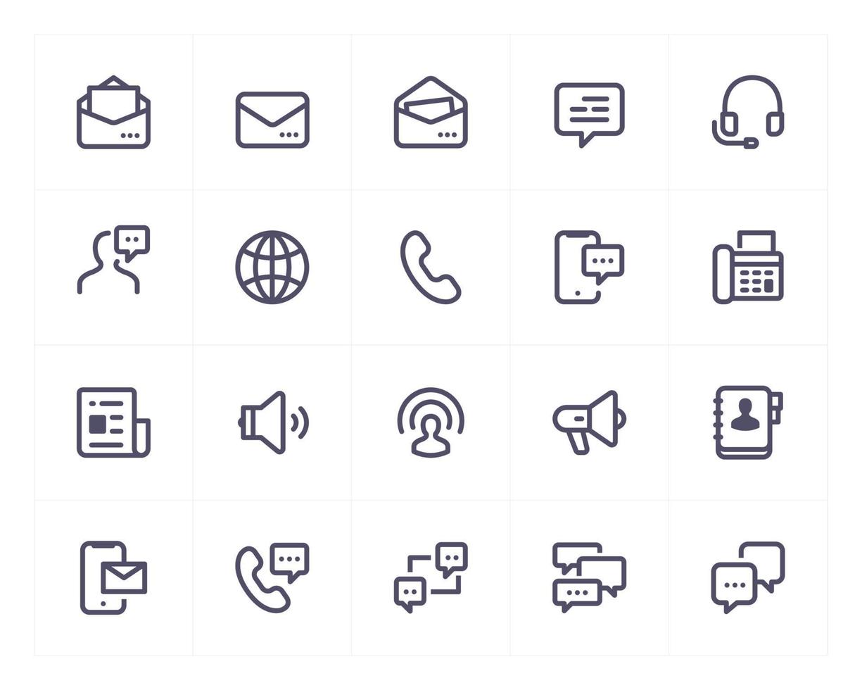 Communication line icon set. vector