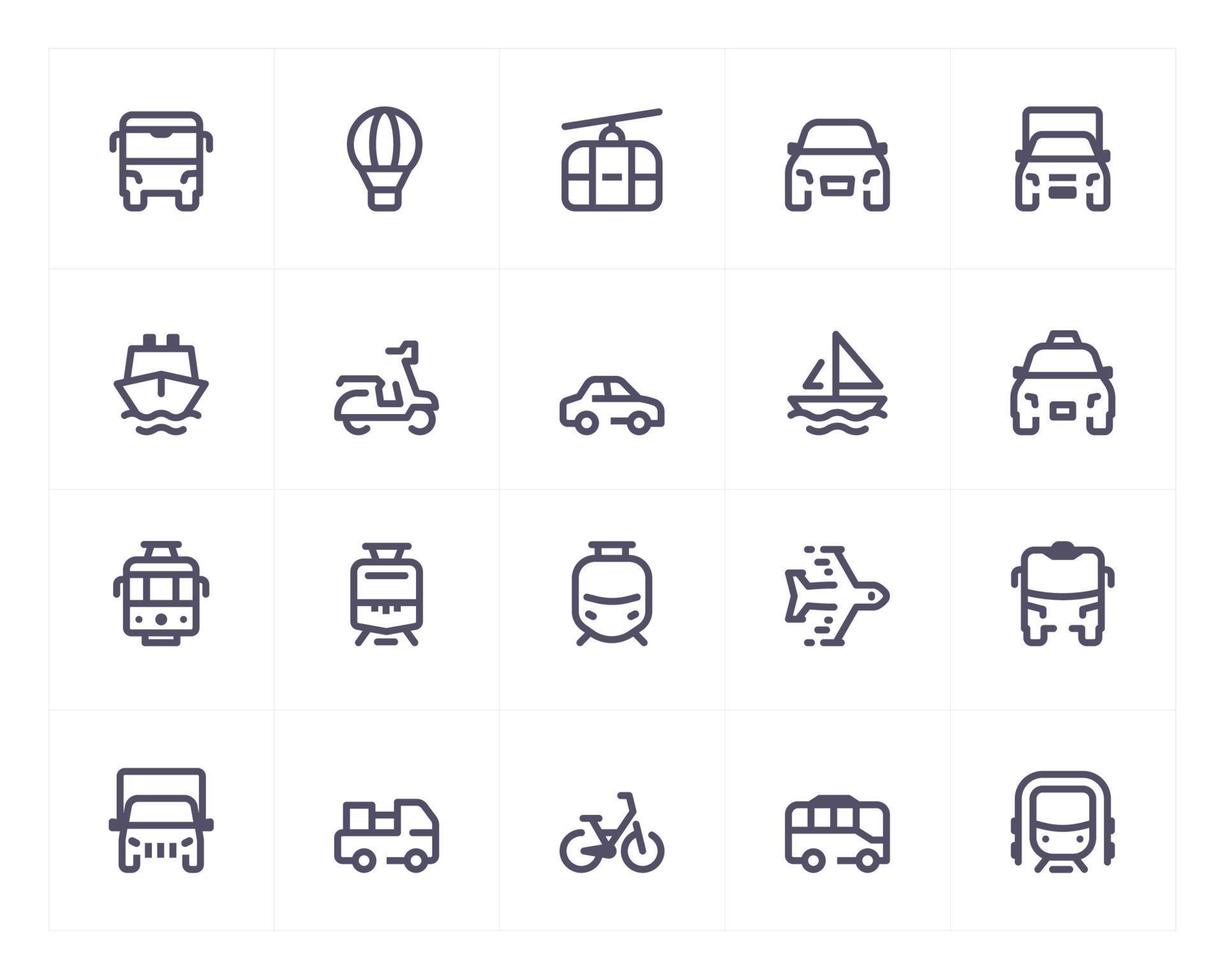 Transportation line icon set vector