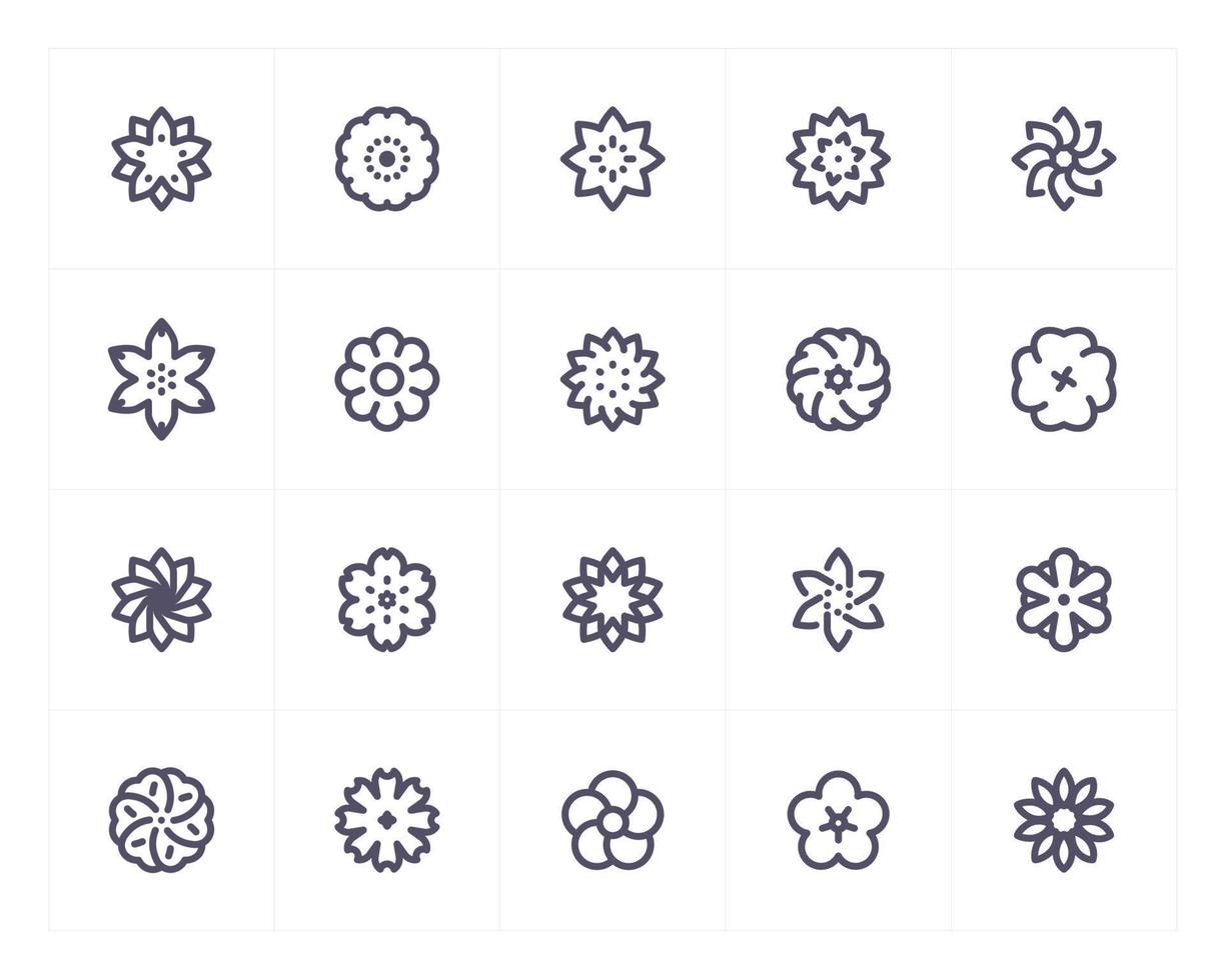 Flower and natural line icon set vector