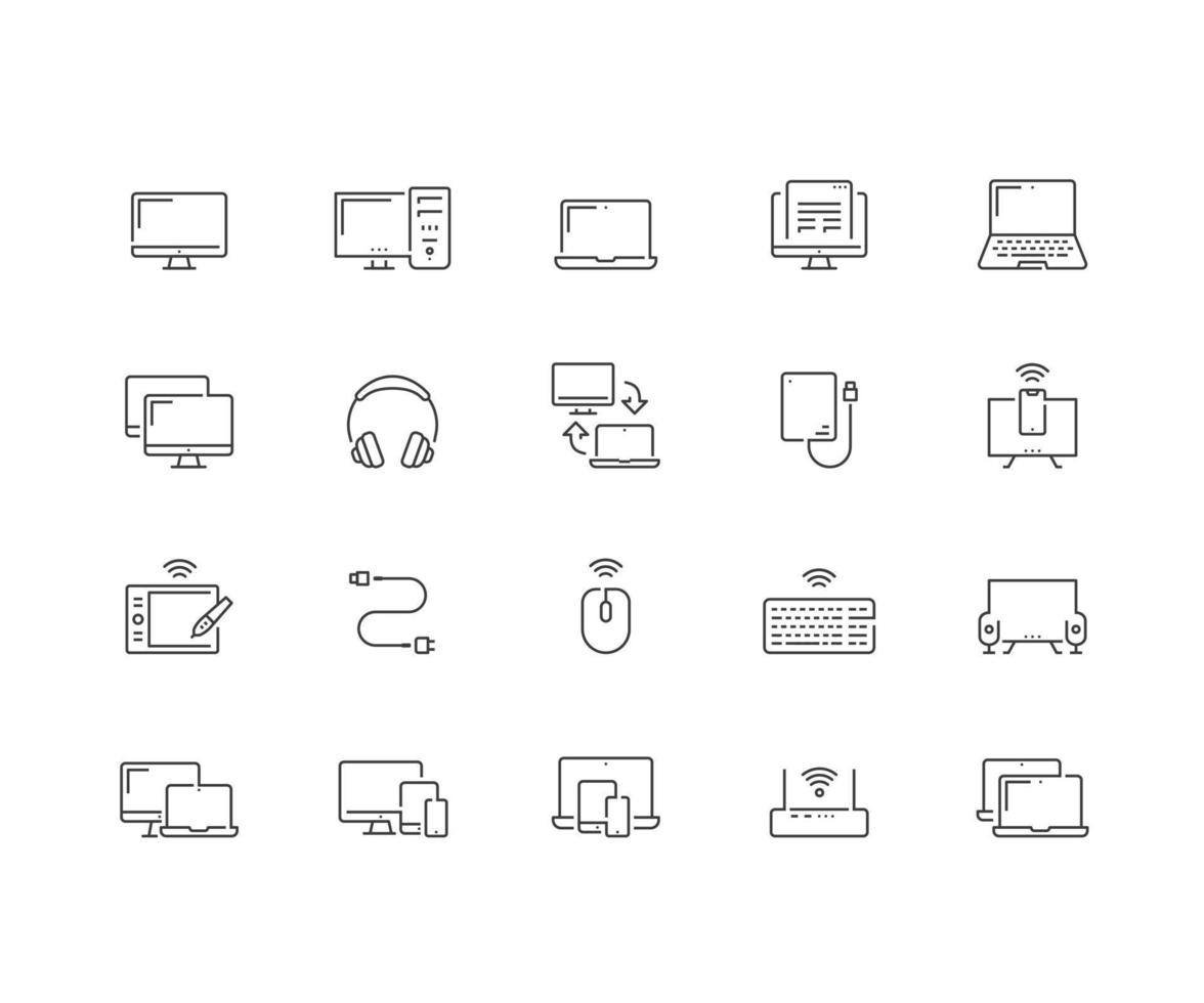 Device and responsive line icons. vector