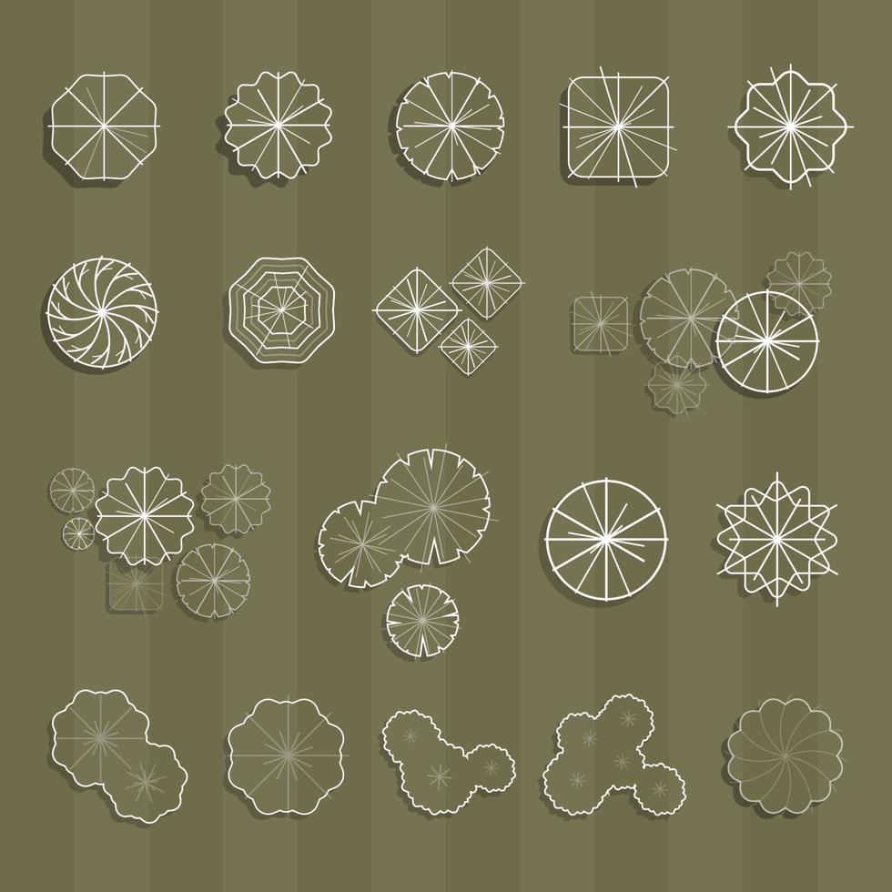Trees top view for landscape design vector
