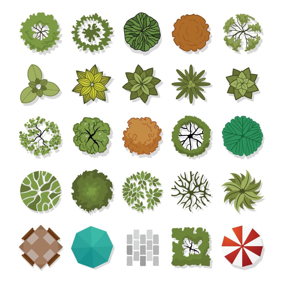 Trees top view for landscape design vector